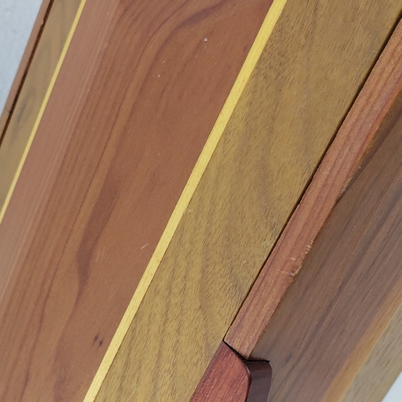 Vintage Contemporary Inlaid Bevelled Wooden Handmade Jewelry Box - Picture 15 of 17